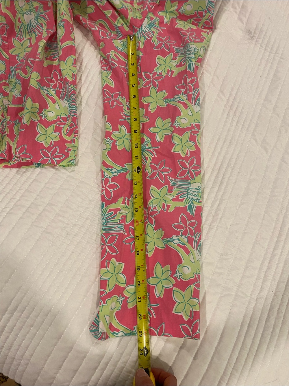 Lilly Pulitzer “Rock A Hula Monkey” Hot Pink & Green Floral Cropped Pants - 14 - Picture 6 of 6